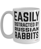 Funny Russian Rabbit Mug Easily Distracted By Russian Rabbits Coffee Cup 15oz White