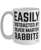 Funny Silver Marten Rabbit Mug Easily Distracted By Silver Marten Rabbits Coffee Cup 15oz White