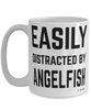 Funny Angelfish Mug Easily Distracted By Angelfish Coffee Cup 15oz White
