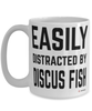 Funny Discus Fish Mug Easily Distracted By Discus Fish Coffee Cup 15oz White
