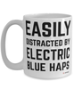 Funny Electric Blue Haps Fish Mug Easily Distracted By Electric Blue Haps Coffee Cup 15oz White