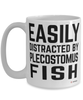 Funny Plecostomus Fish Mug Easily Distracted By Plecostomus Fish Coffee Cup 15oz White