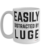 Funny Luge Mug Easily Distracted By Luge Coffee Cup 15oz White