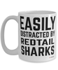 Funny Redtail Shark Mug Easily Distracted By Redtail Sharks Coffee Cup 15oz White