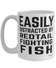 Funny Siamese Fighting Fish Mug Easily Distracted By Siamese Fighting Fish Coffee Cup 15oz White