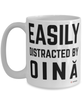 Funny Oina Mug Easily Distracted By Oina Coffee Cup 15oz White