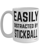 Funny Stickball Mug Easily Distracted By Stickball Coffee Cup 15oz White