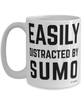 Funny Sumo Wrestler Mug Easily Distracted By Sumo Coffee Cup 15oz White