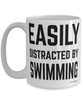 Funny Swimmer Mug Easily Distracted By Swimming Coffee Cup 15oz White