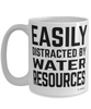 Funny Hydrologist Mug Easily Distracted By Water Resources Coffee Cup 15oz White