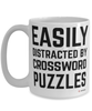 Funny Crossword Puzzles Mug Easily Distracted By Crossword Puzzles Coffee Cup 15oz White