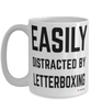 Funny Letterboxer Mug Easily Distracted By Letterboxing Coffee Cup 15oz White