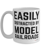 Funny Model Railroads Mug Easily Distracted By Model Railroads Coffee Cup 15oz White