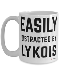 Funny Lykoi Cat Mug Easily Distracted By Lykois Coffee Cup 15oz White