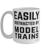 Funny Model Trains Mug Easily Distracted By Model Trains Coffee Cup 15oz White
