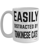 Funny Tonkinese Cat Mug Easily Distracted By Tonkinese Cats Coffee Cup 15oz White