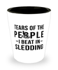 Funny Sledder Shot Glass Tears Of The People I Beat In Sledding
