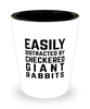 Funny Checkered Giant Rabbit Shot Glass Easily Distracted By Checkered Giant Rabbits