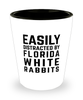 Funny Florida White Rabbit Shot Glass Easily Distracted By Florida White Rabbits