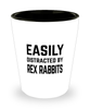 Funny Rex Rabbit Shot Glass Easily Distracted By Rex Rabbits