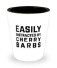 Funny Cherry Barbs Shot Glass Easily Distracted By Cherry Barbs