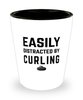 Funny Curling Shot Glass Easily Distracted By Curling