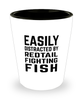 Funny Siamese Fighting Fish Shot Glass Easily Distracted By Siamese Fighting Fish