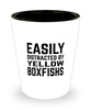 Funny Yellow Boxfish Shot Glass Easily Distracted By Yellow Boxfish