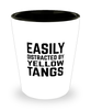 Funny Yellow Tangs Shot Glass Easily Distracted By Yellow Tangs