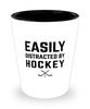 Funny Hockey Shot Glass Easily Distracted By Hockey