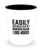 Funny Norwegian Fjord Horses Shot Glass Easily Distracted By Norwegian Fjord Horses