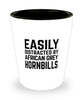 Funny African Grey Hornbills Shot Glass Easily Distracted By African Grey Hornbills