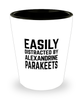 Funny Alexandrine Parakeets Shot Glass Easily Distracted By Alexandrine Parakeets