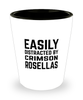 Funny Crimson Rosellas Shot Glass Easily Distracted By Crimson Rosellas