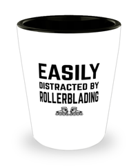 Funny Rollerblading Shot Glass Easily Distracted By Rollerblading