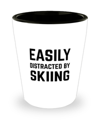 Funny Skiier Shot Glass Easily Distracted By Skiing