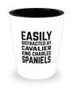 Funny Cavalier King Charles Spaniels Shot Glass Easily Distracted By Cavalier King Charles Spaniels
