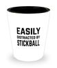 Funny Stickball Shot Glass Easily Distracted By Stickball
