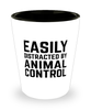 Funny Animal Control Worker Shot Glass Easily Distracted By Animal Control