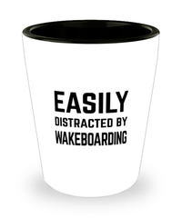 Funny Wakeboarder Shot Glass Easily Distracted By Wakeboarding