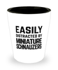 Funny Miniature Schnauzers Shot Glass Easily Distracted By Miniature Schnauzers