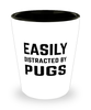 Funny Pugs Shot Glass Easily Distracted By Pugs