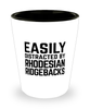 Funny Rhodesian Ridgebacks Shot Glass Easily Distracted By Rhodesian Ridgebacks
