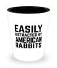 Funny American Rabbit Shot Glass Easily Distracted By American Rabbits