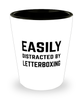 Funny Letterboxer Shot Glass Easily Distracted By Letterboxing