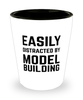 Funny Model Building Shot Glass Easily Distracted By Model Building