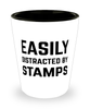 Funny Stamp Collector Shot Glass Easily Distracted By Stamps