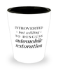 Funny Car Restorer Shot Glass Introverted But Willing To Discuss Automobile Restoration