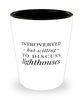 Funny Shot Glass Introverted But Willing To Discuss Lighthouses