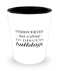 Funny Dog Shot Glass Introverted But Willing To Discuss Bulldogs